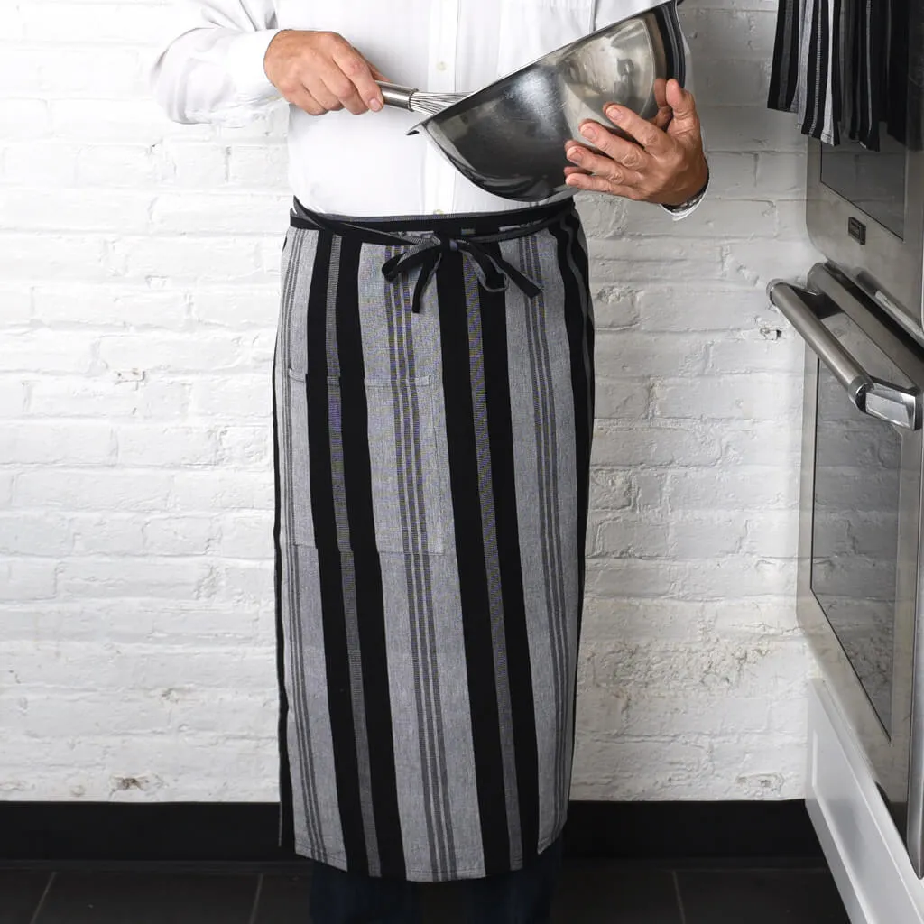 Bistro Apron | Black & Gray Stripes