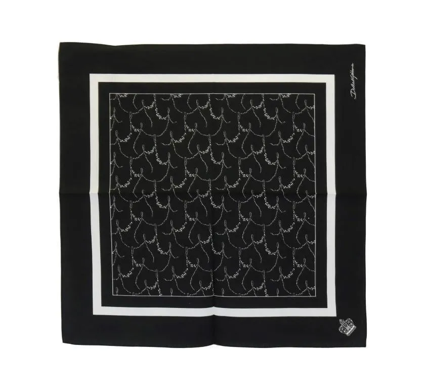 Black Cotton Crown Print Scarf