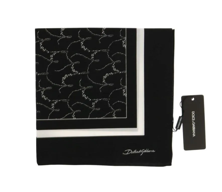 Black Cotton Crown Print Scarf