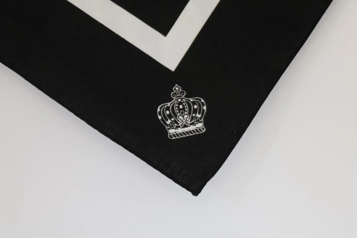 Black Cotton Crown Print Scarf