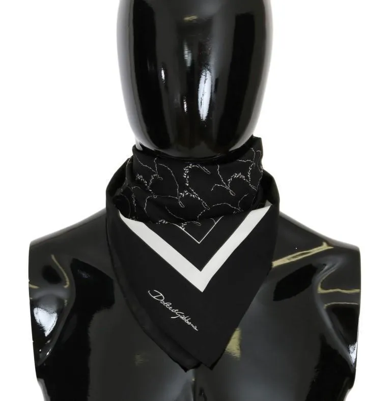 Black Cotton Crown Print Scarf