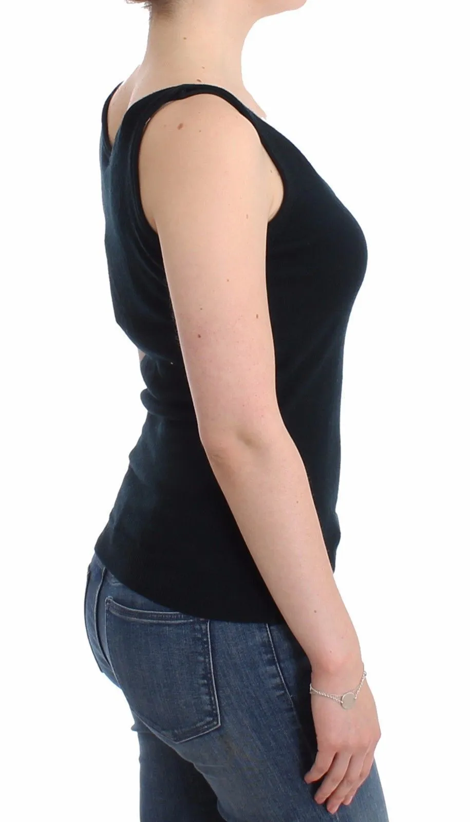 Black Knit Top Knitted Sweater 100% Cashmere