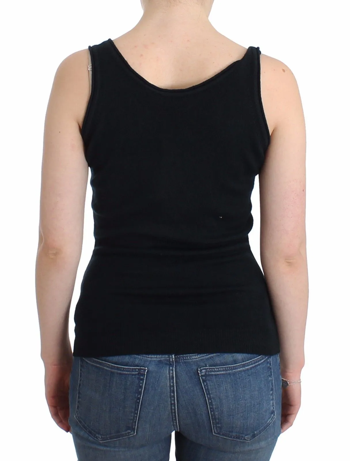 Black Knit Top Knitted Sweater 100% Cashmere