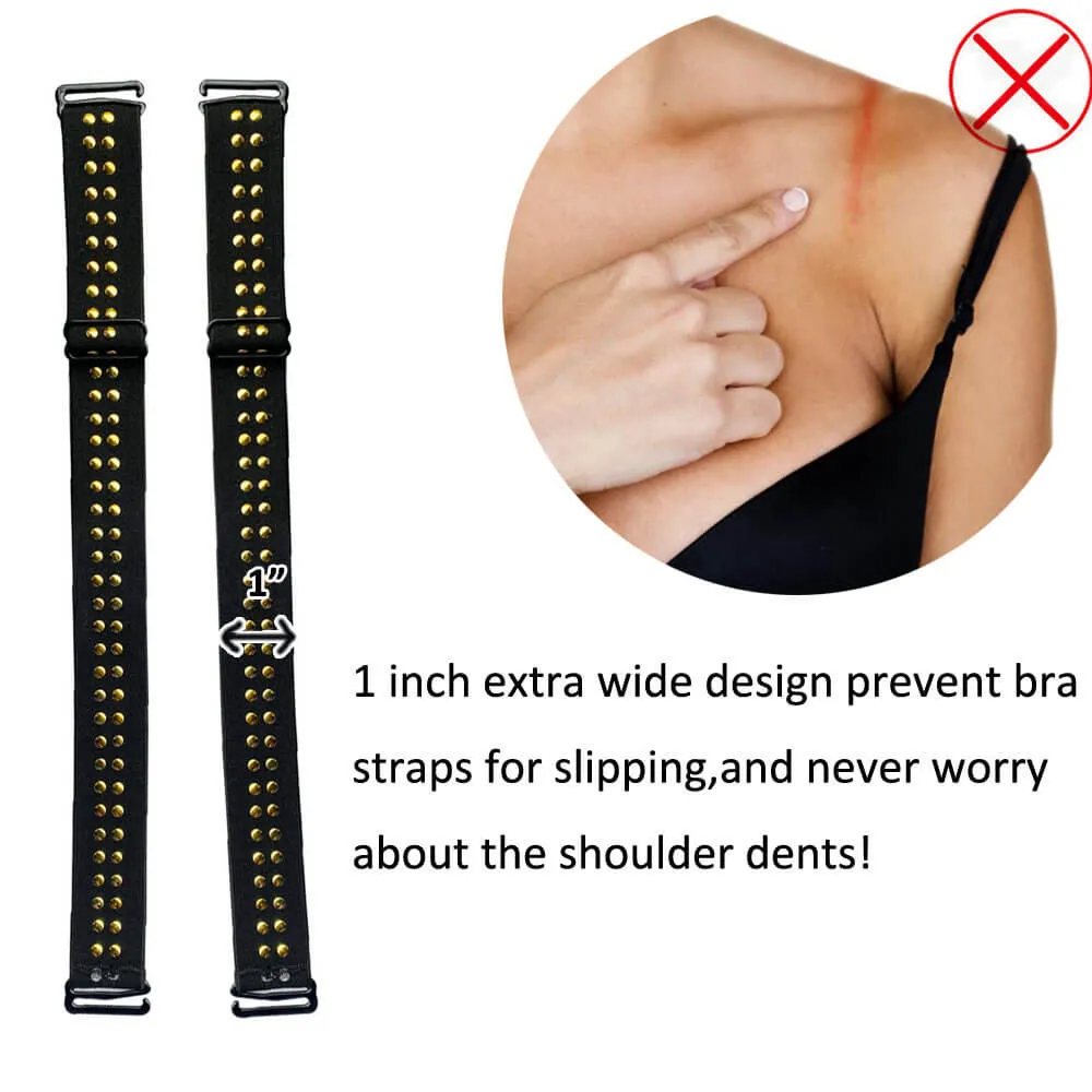 Black Punk Beaded Bra Straps Replacement 1 inch Width