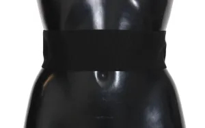 Black Stretch Leather Waist Wide Belt