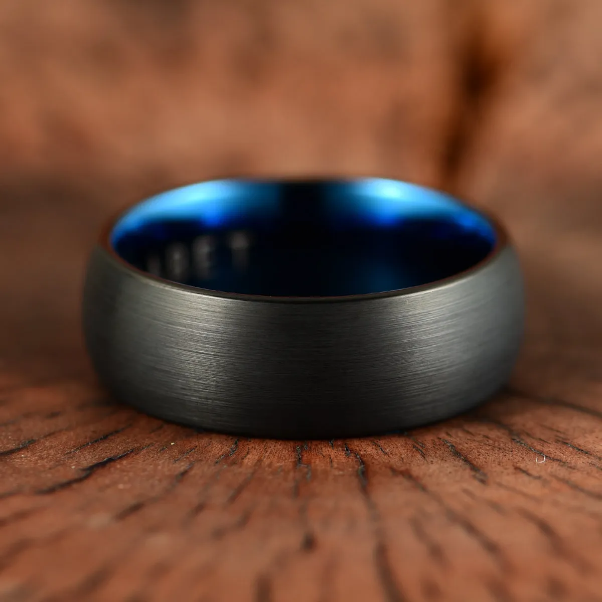 Black Tungsten Blue Inlay Pristine Passion Men's Wedding Band 8MM