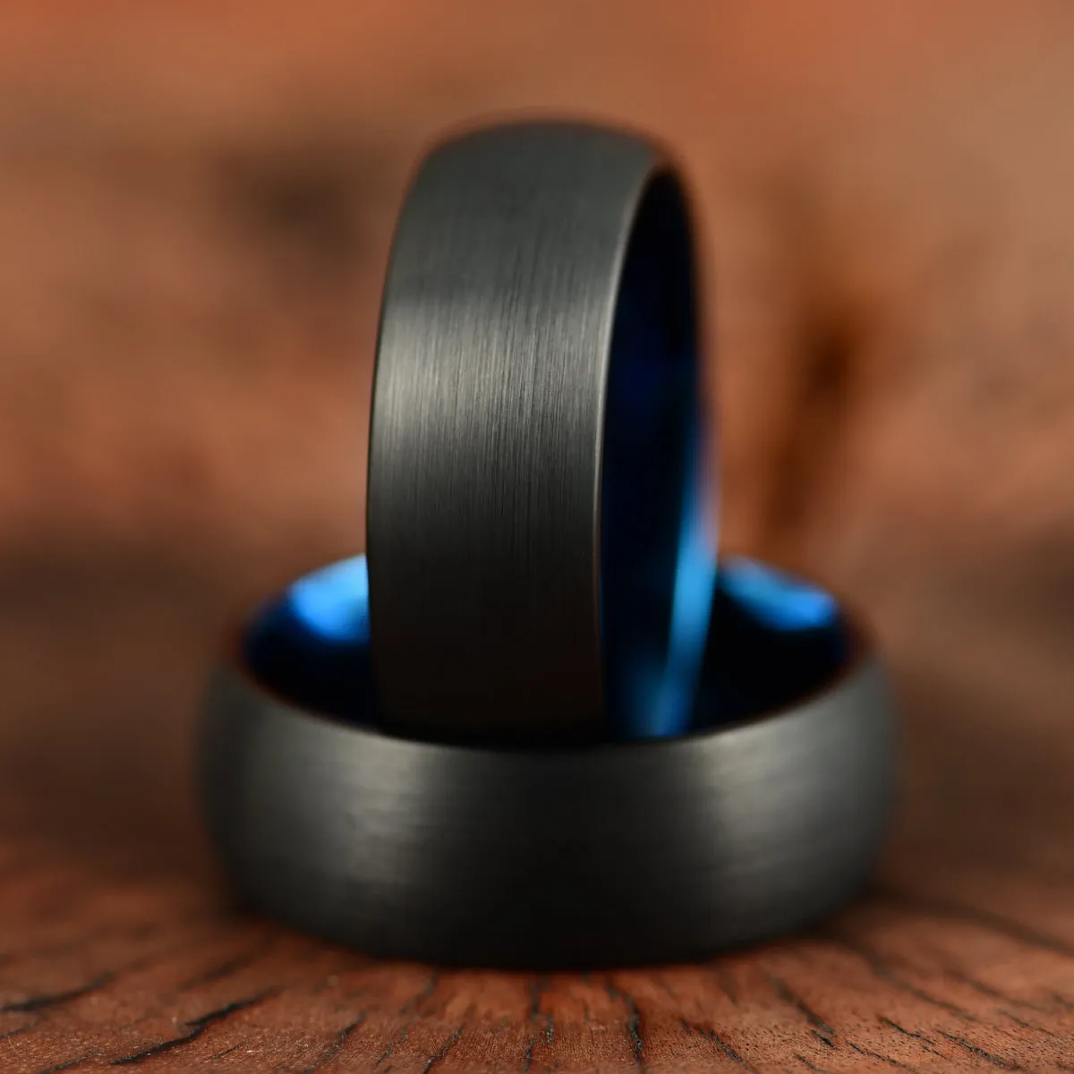 Black Tungsten Blue Inlay Pristine Passion Men's Wedding Band 8MM
