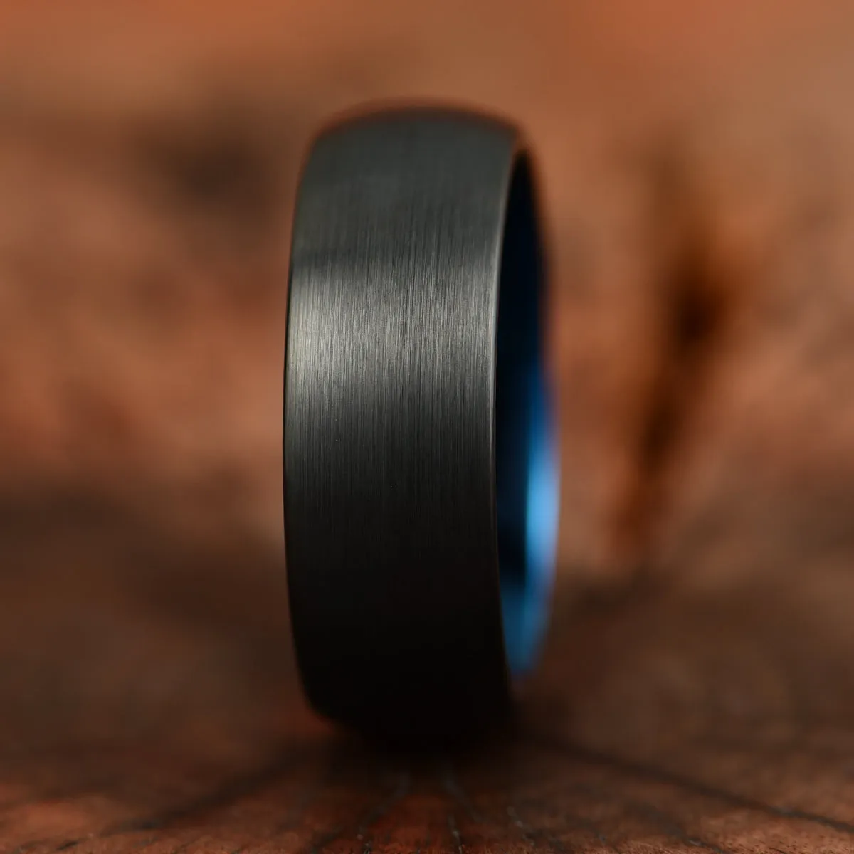 Black Tungsten Blue Inlay Pristine Passion Men's Wedding Band 8MM