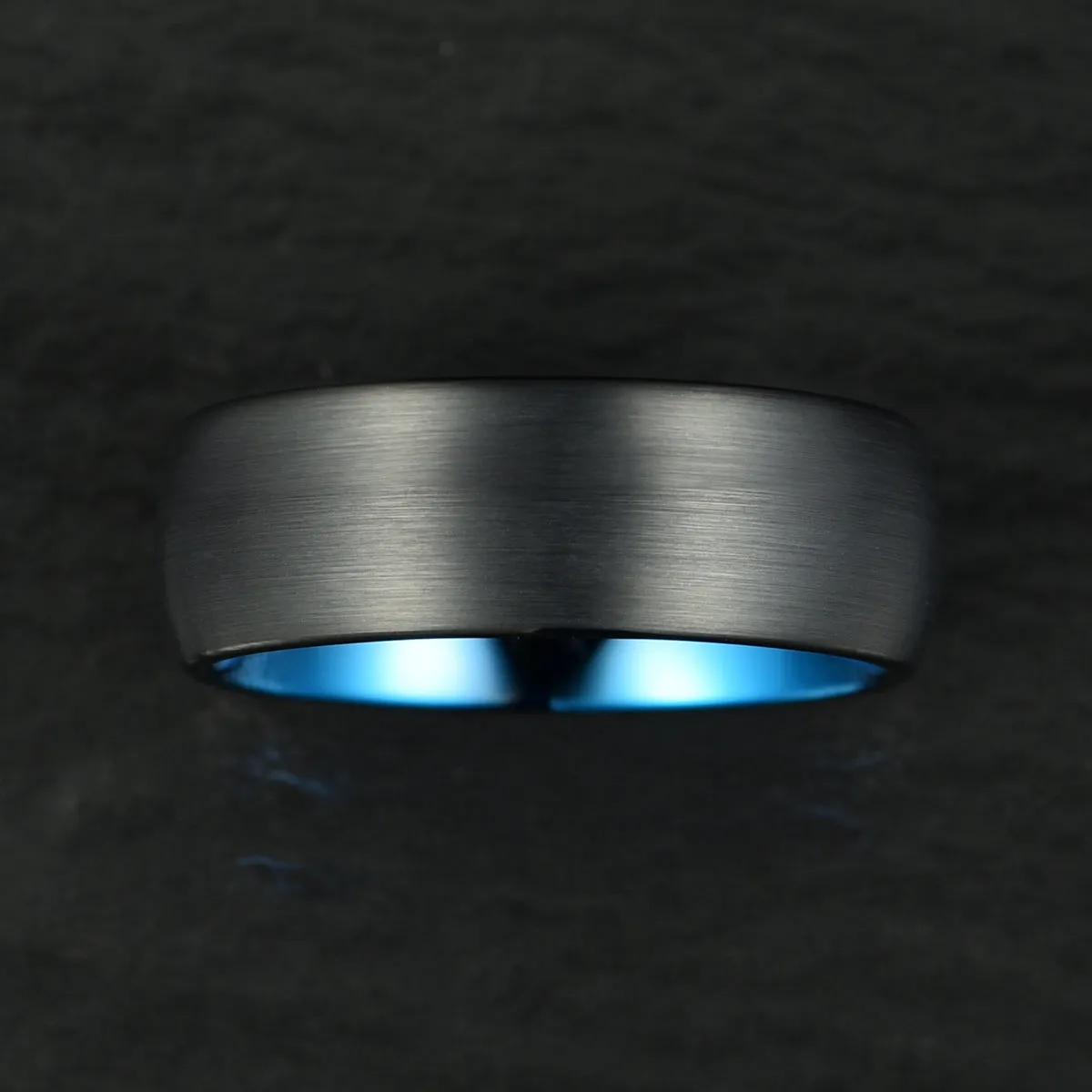 Black Tungsten Blue Inlay Pristine Passion Men's Wedding Band 8MM