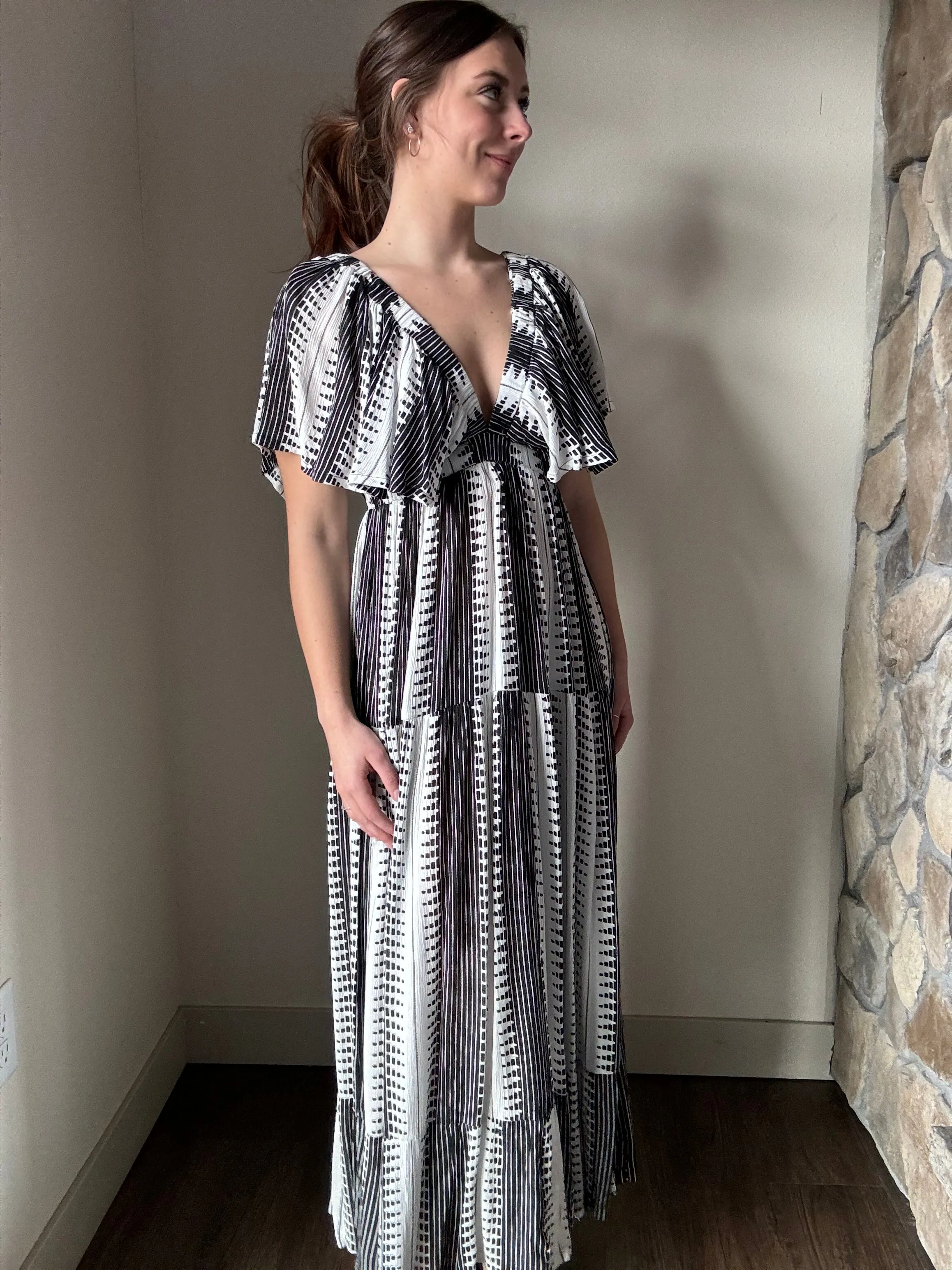 black   white maxi dress