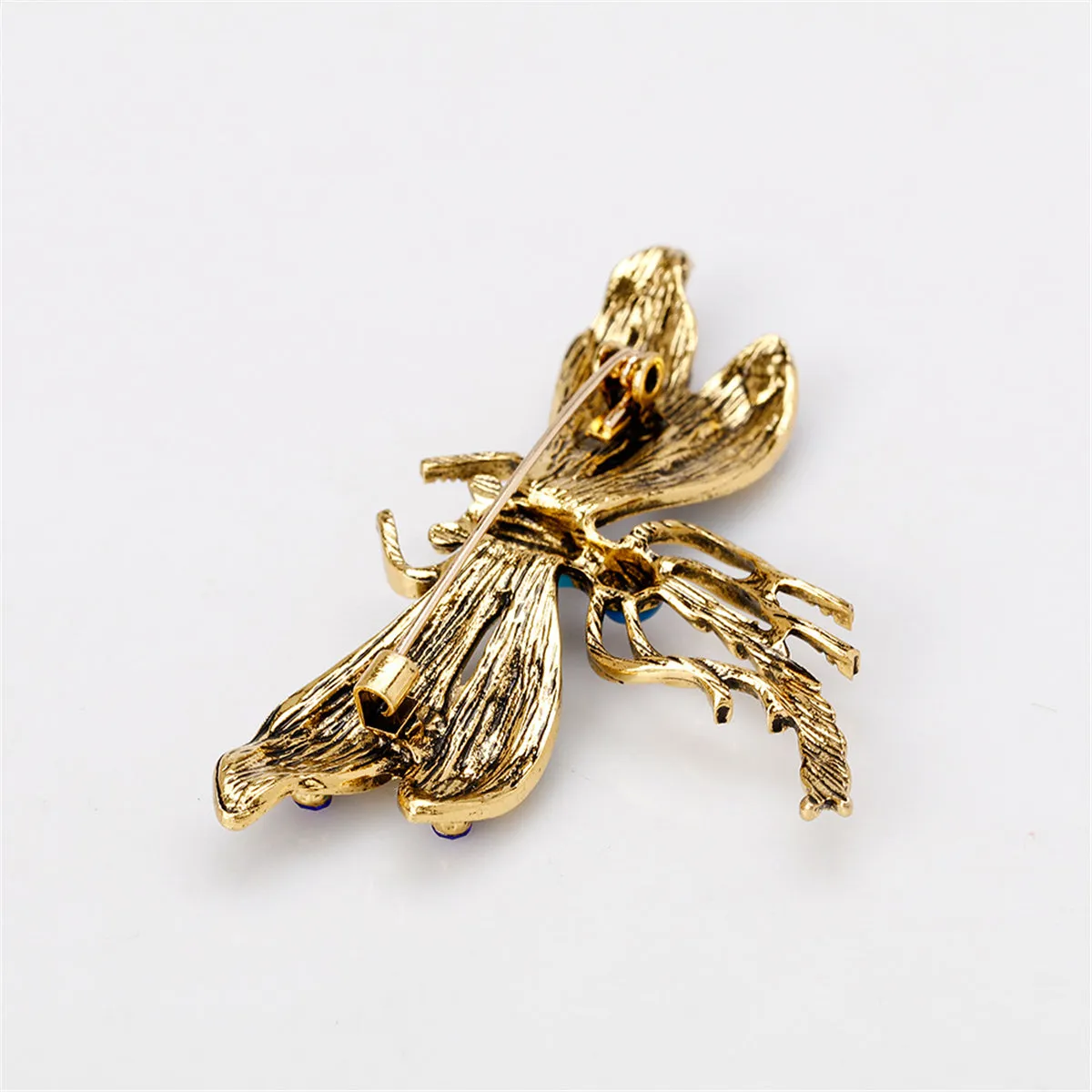 Blue Cubic Zirconia & Enamel 18K Gold-Plated Dragonfly Brooch