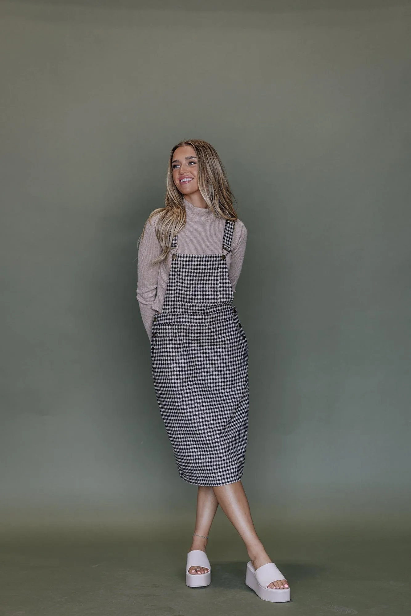 Bonnie Overall Dress in Brown