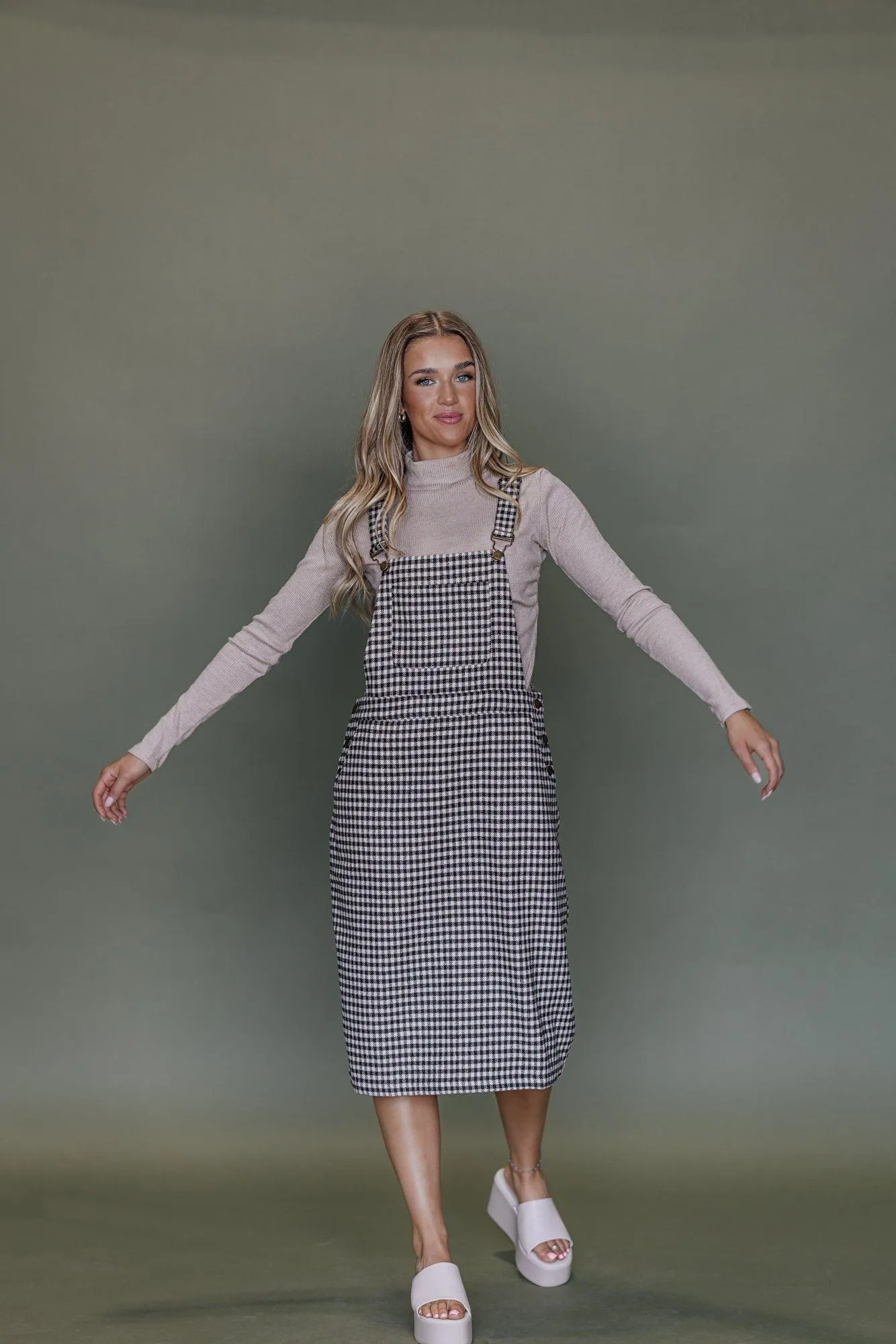 Bonnie Overall Dress in Brown