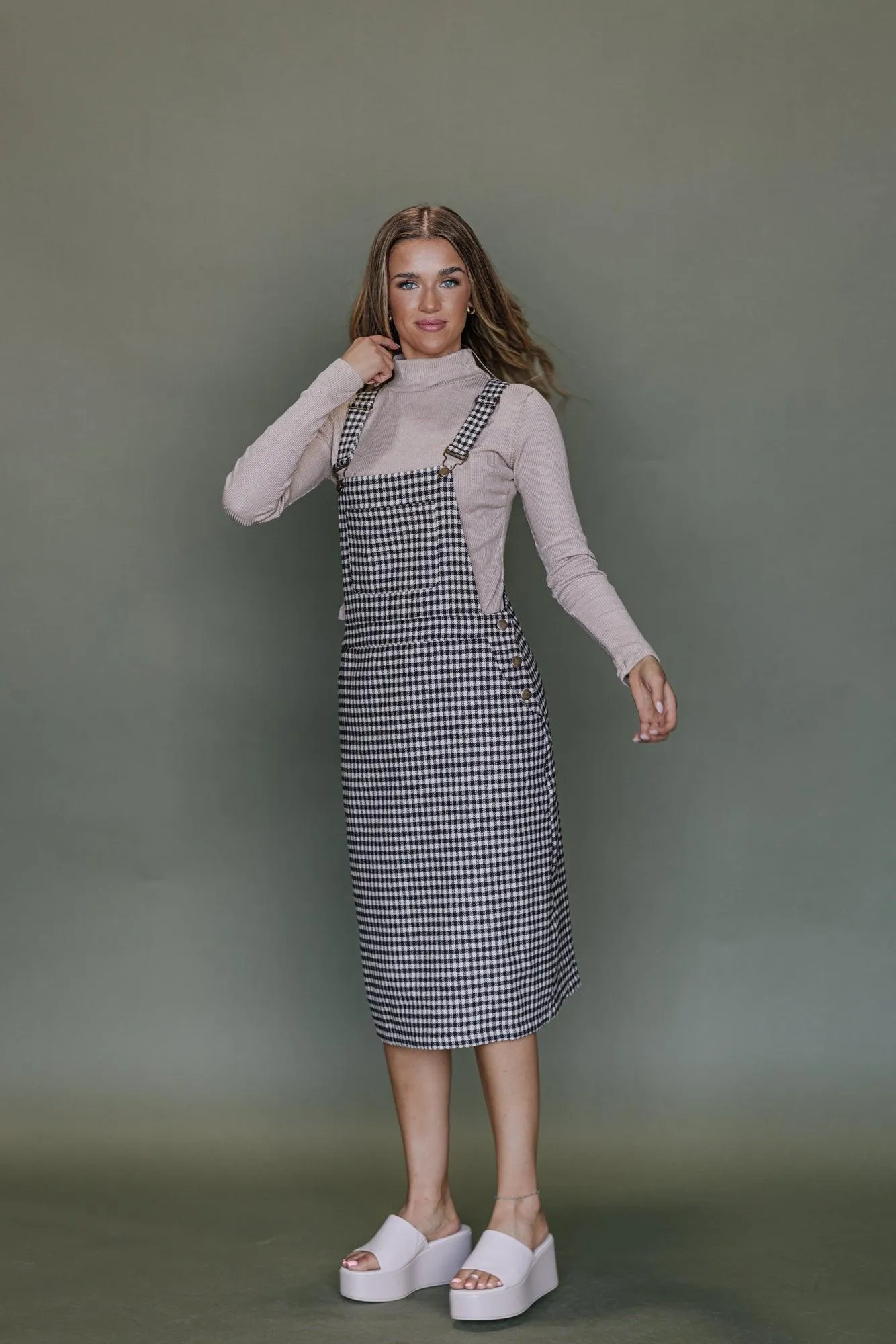 Bonnie Overall Dress in Brown