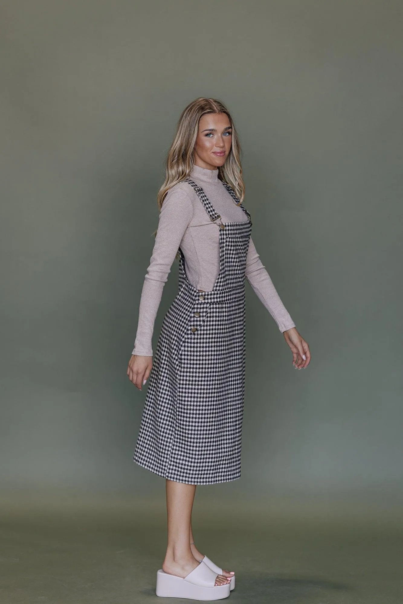 Bonnie Overall Dress in Brown