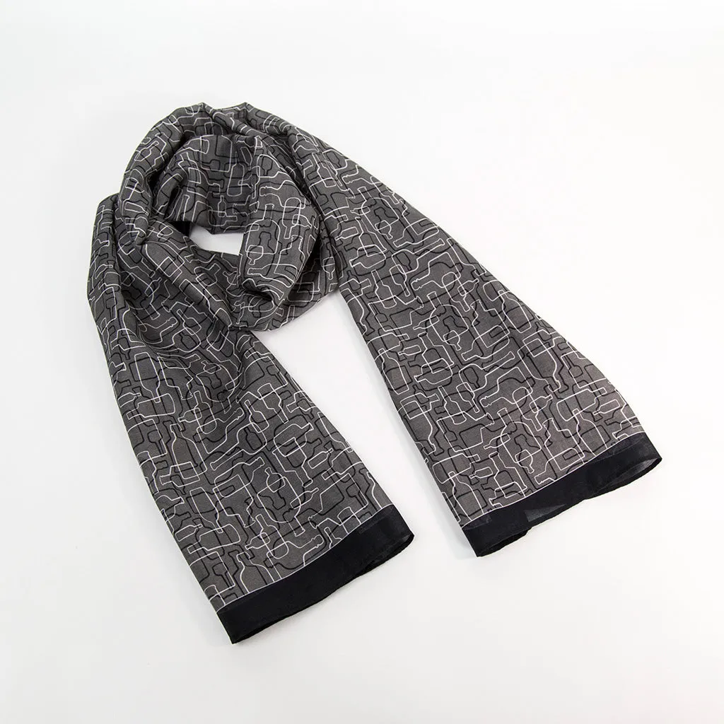 Bourbon Days©  Scarf | Charcoal Gray   Black   Pale Gray