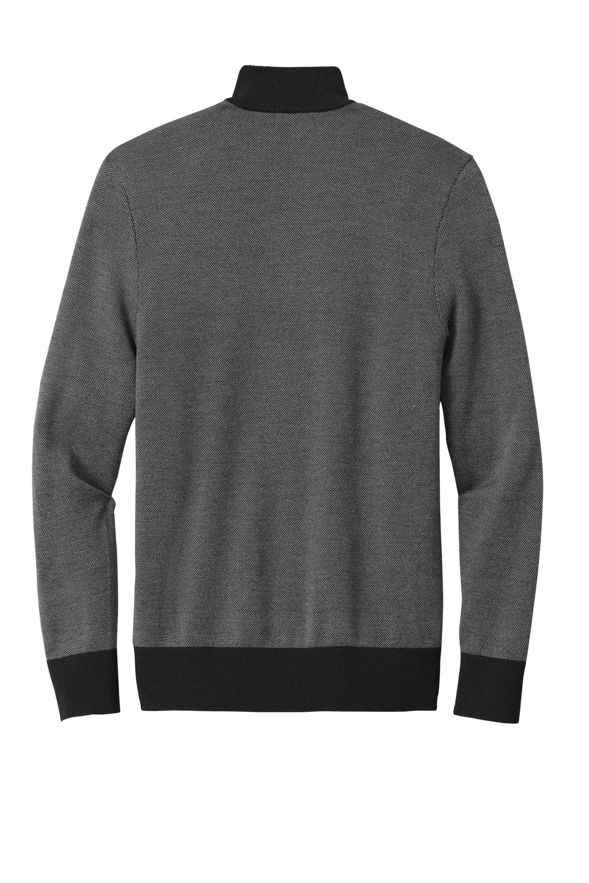 Brooks Brothers Washable Merino Birdseye 1/4-Zip Sweater BB18412 Deep Black/ Shadow Grey