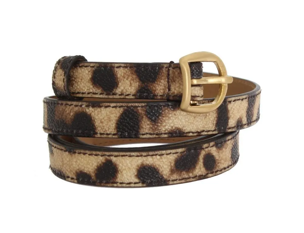 Brown Leopard Gold Buckle Belt