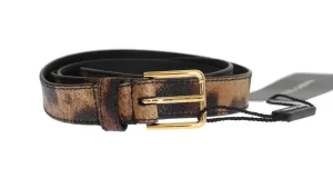 Brown Leopard Gold Buckle Belt