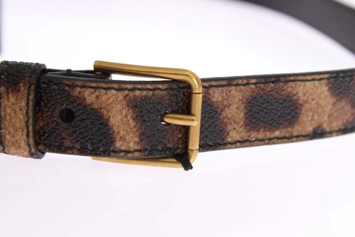 Brown Leopard Gold Buckle Belt