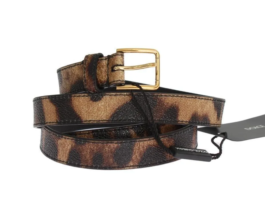 Brown Leopard Gold Buckle Belt
