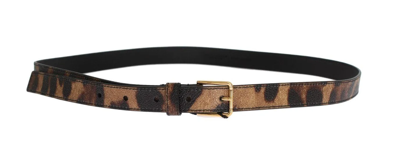 Brown Leopard Gold Buckle Belt