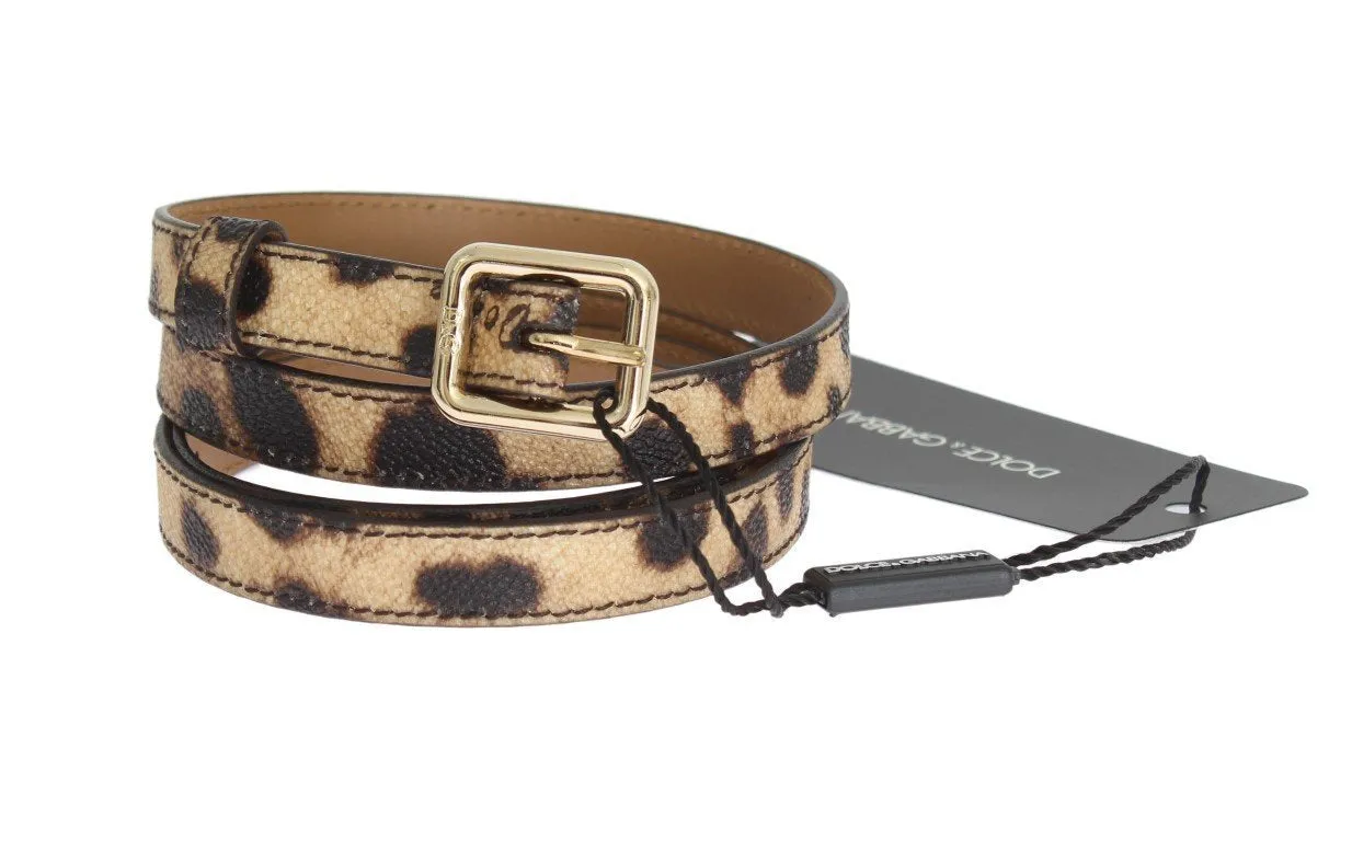 Brown Leopard Gold Buckle Belt