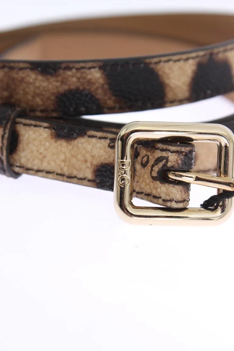 Brown Leopard Gold Buckle Belt