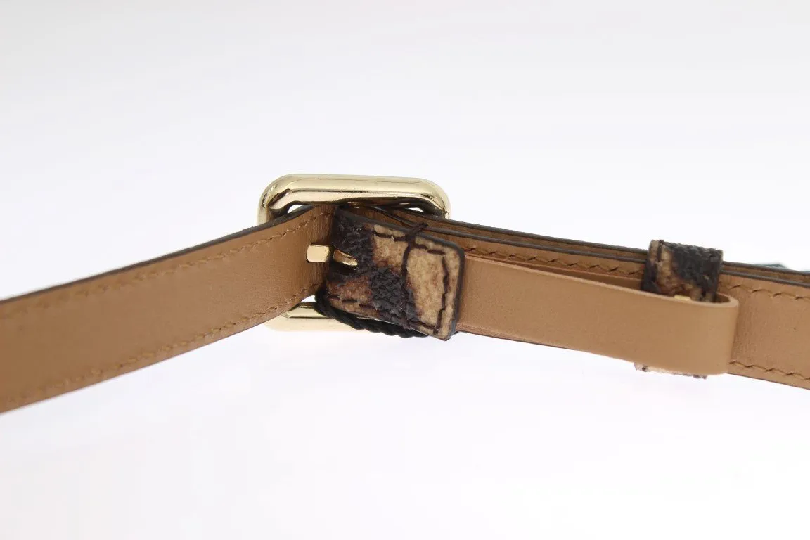 Brown Leopard Gold Buckle Belt