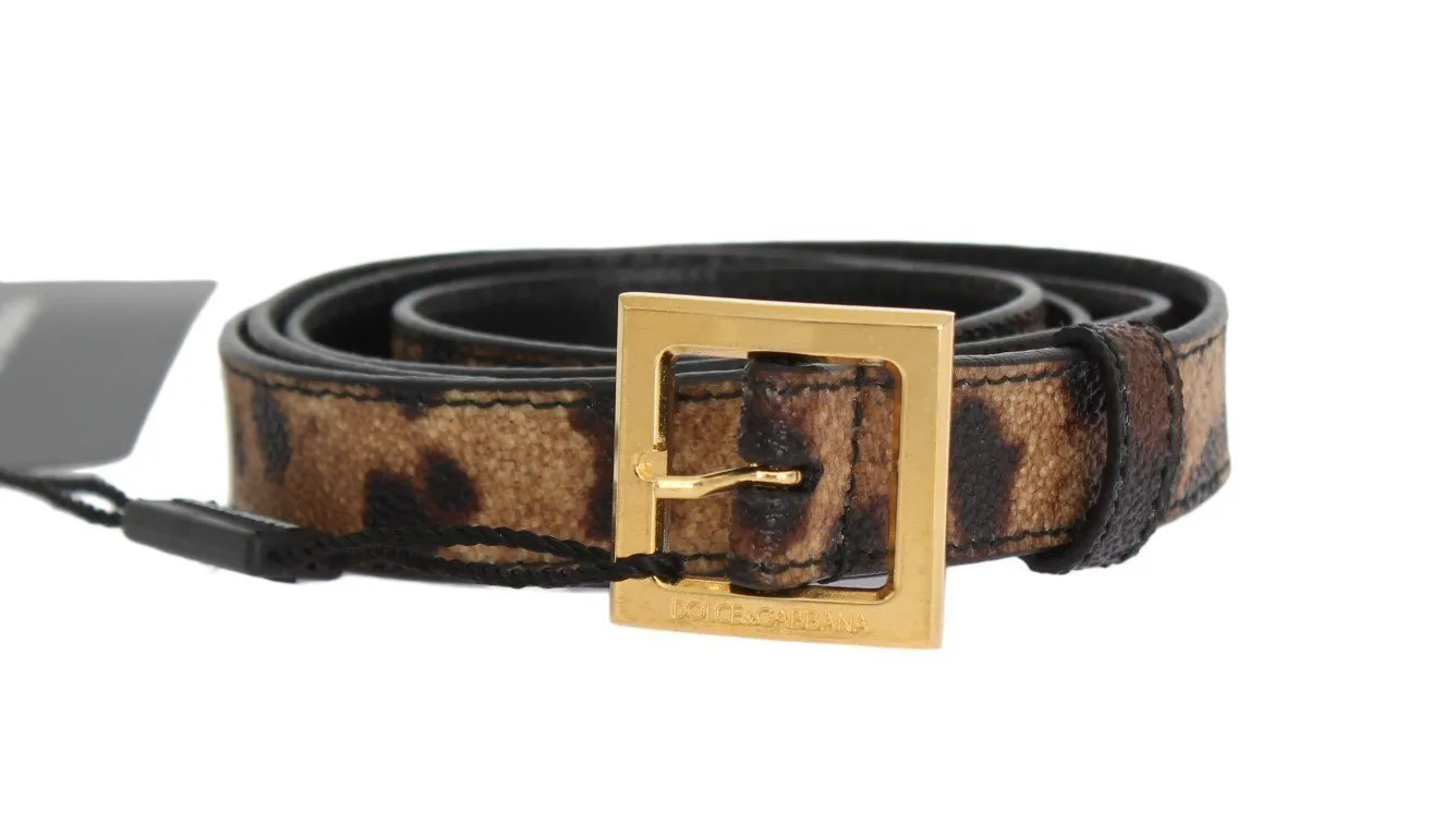 Brown Leopard Gold Buckle Belt