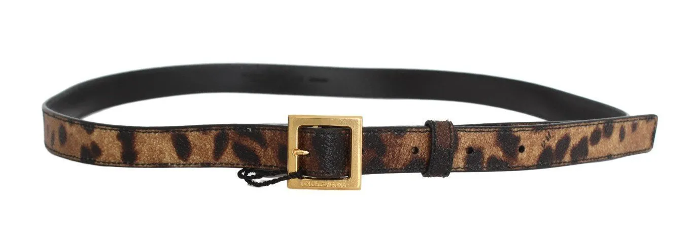 Brown Leopard Gold Buckle Belt