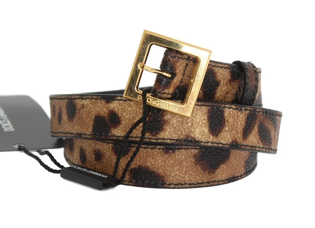 Brown Leopard Gold Buckle Belt