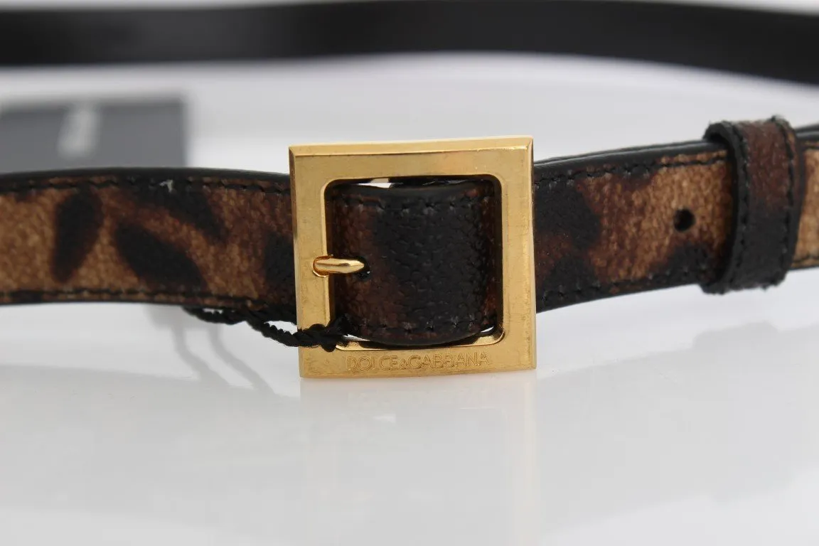 Brown Leopard Gold Buckle Belt
