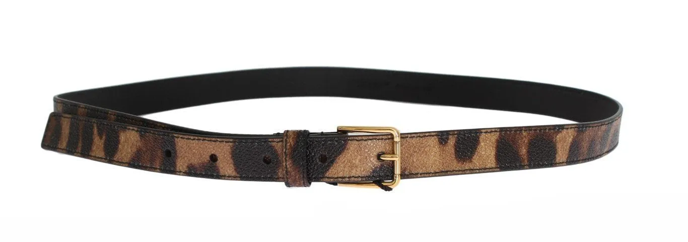 Brown Leopard Gold Buckle Belt