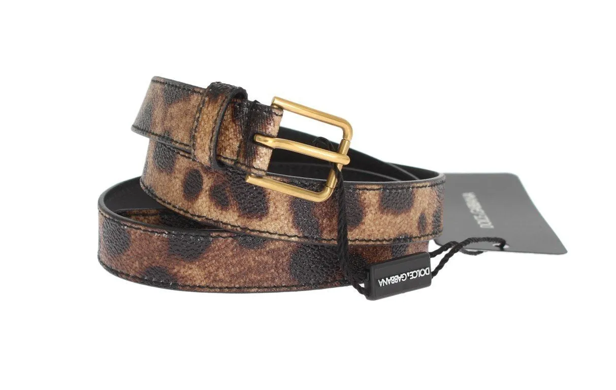 Brown Leopard Gold Buckle Belt