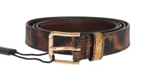 Brown Leopard Print Gold Buckle Belt