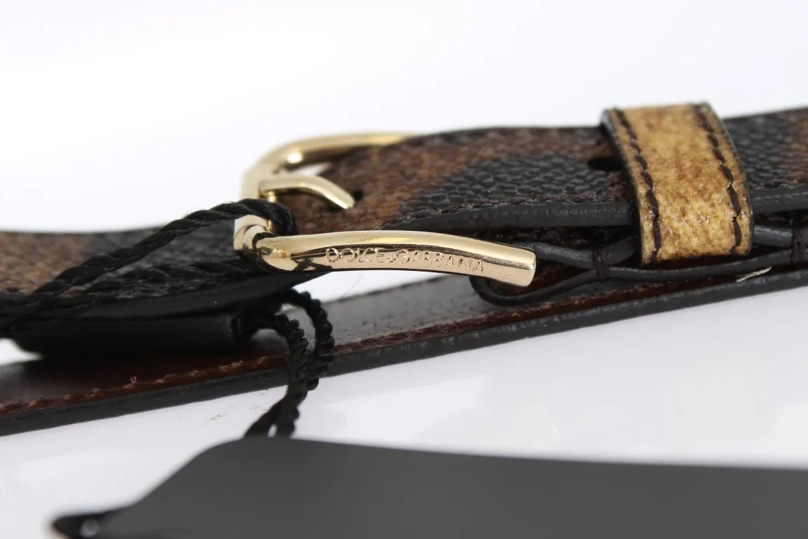 Brown Leopard Print Gold Buckle Belt