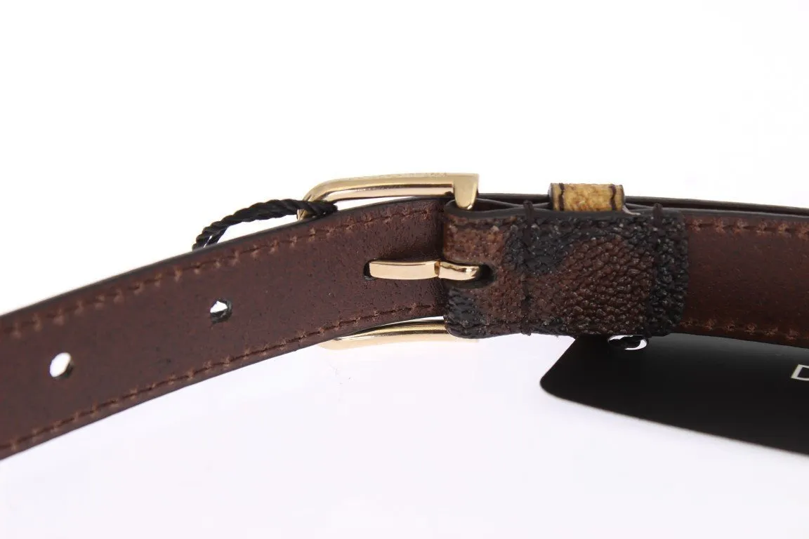 Brown Leopard Print Gold Buckle Belt