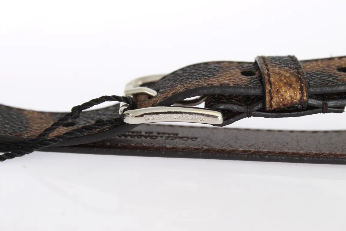 Brown Leopard Print Silver Buckle Belt
