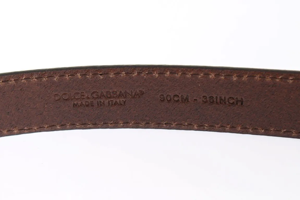 Brown Leopard Print Silver Buckle Belt