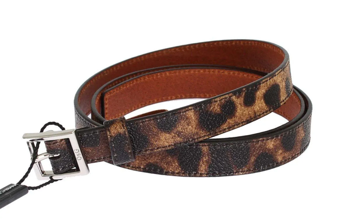 Brown Leopard Print Silver Buckle Belt