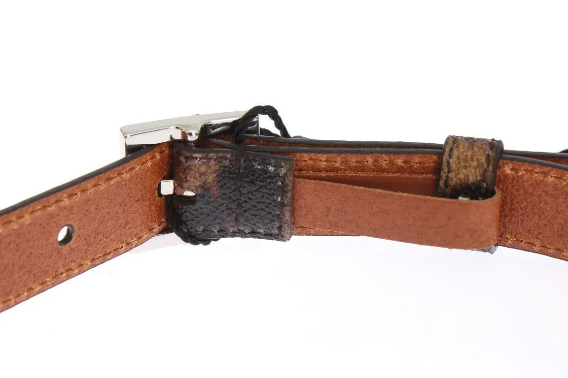 Brown Leopard Print Silver Buckle Belt