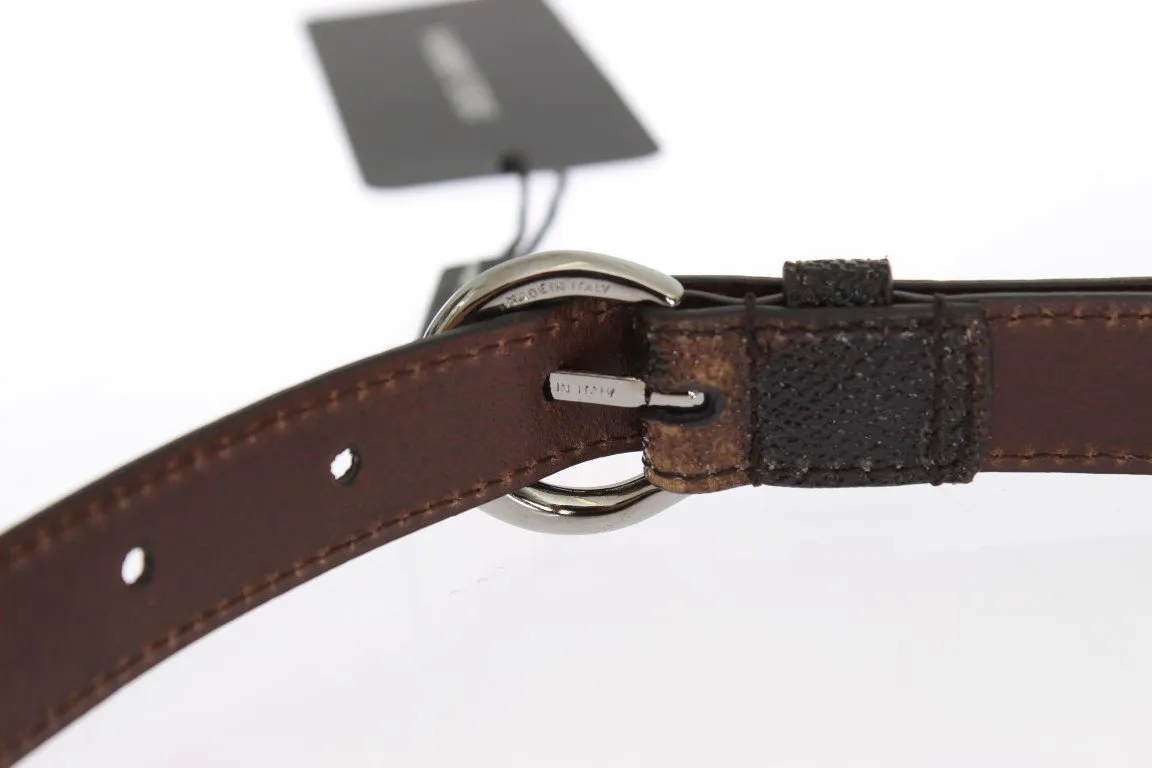 Brown Leopard Print Silver Buckle Belt