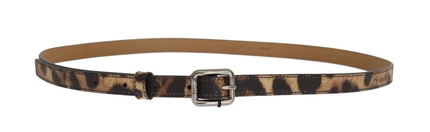 Brown Leopard Silver Buckle Belt