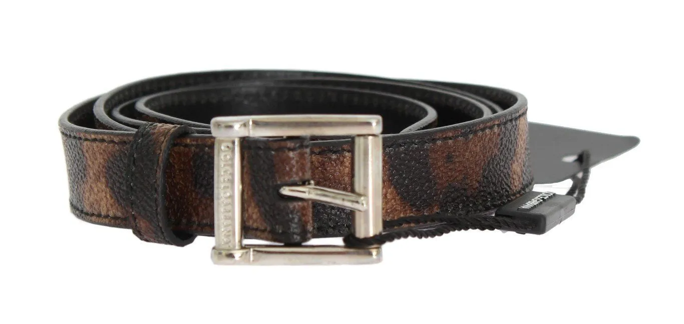Brown Leopard Silver Buckle Belt