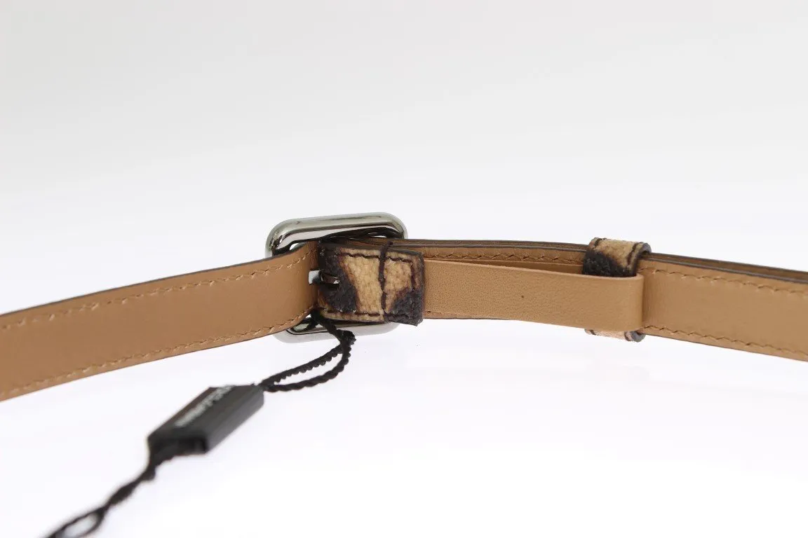 Brown Leopard Silver Buckle Belt