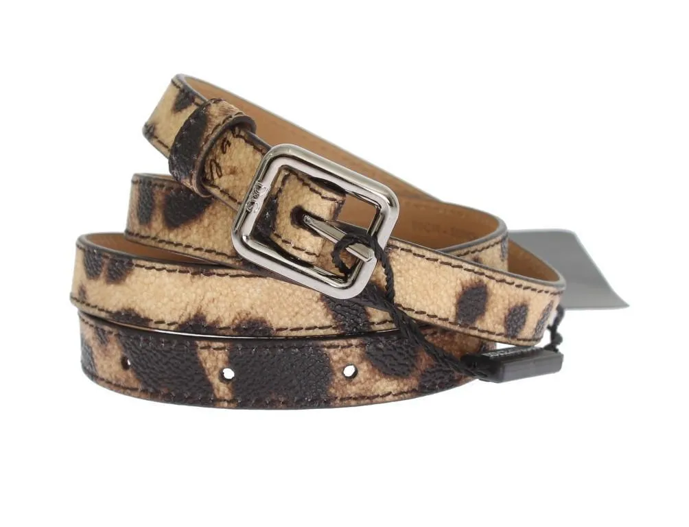 Brown Leopard Silver Buckle Belt
