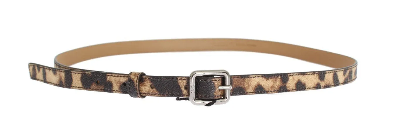 Brown Leopard Silver Buckle Belt