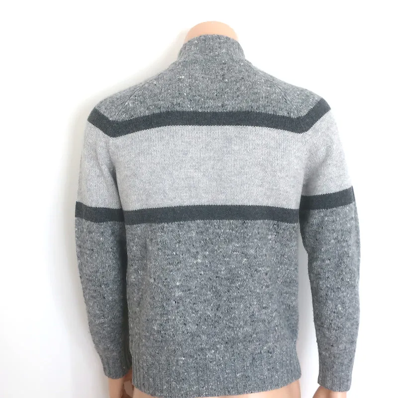 Brunello Cucinelli Colorblock Zip-Up Cardigan Gray Wool-Cashmere Size 46