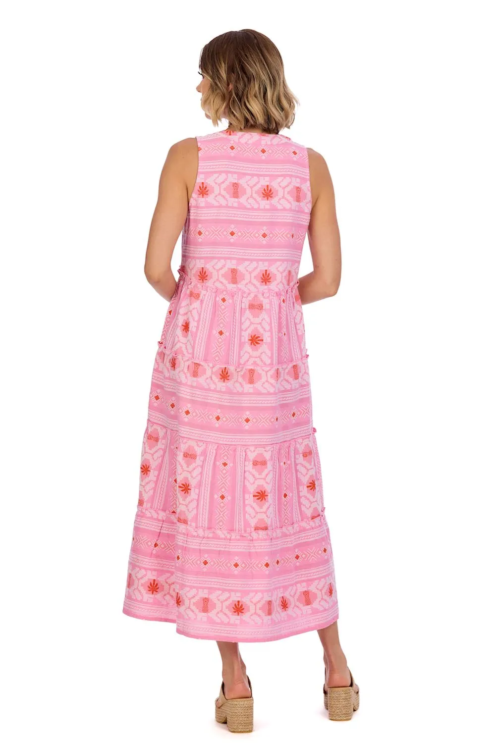 Burke Jacquard Midi Dress - Pink by Mud Pie